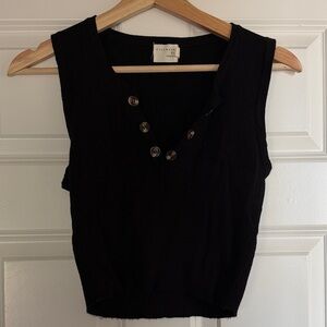 Black Sleeveless Crop Top